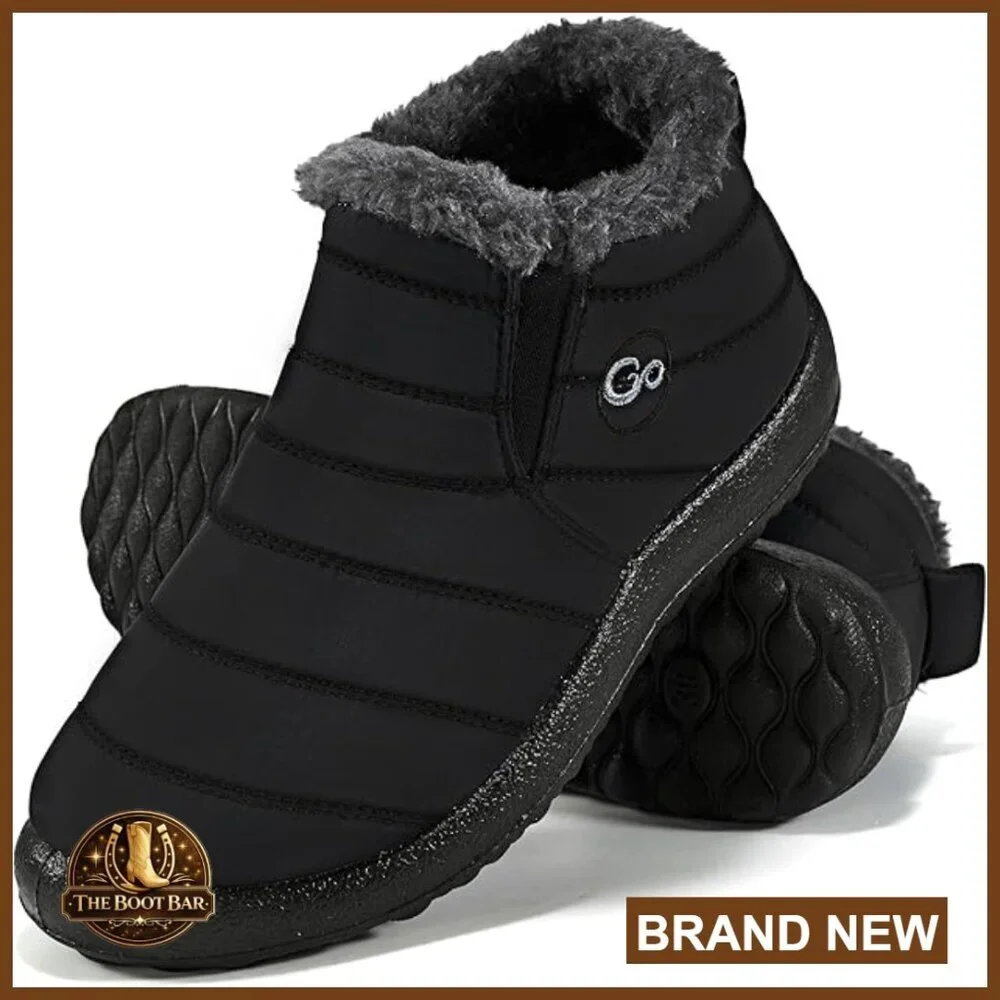 Waterproof Snow Boots Women's Slip-On Winter Booties Faux Fur Lined